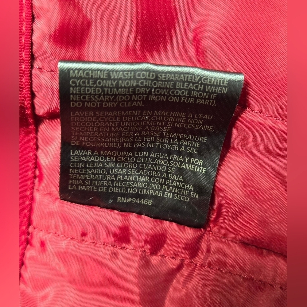 Liz Claiborne S Winter Coat Faux Layered Vest Fleece Drawstring Red Wine - Picture 11 of 12